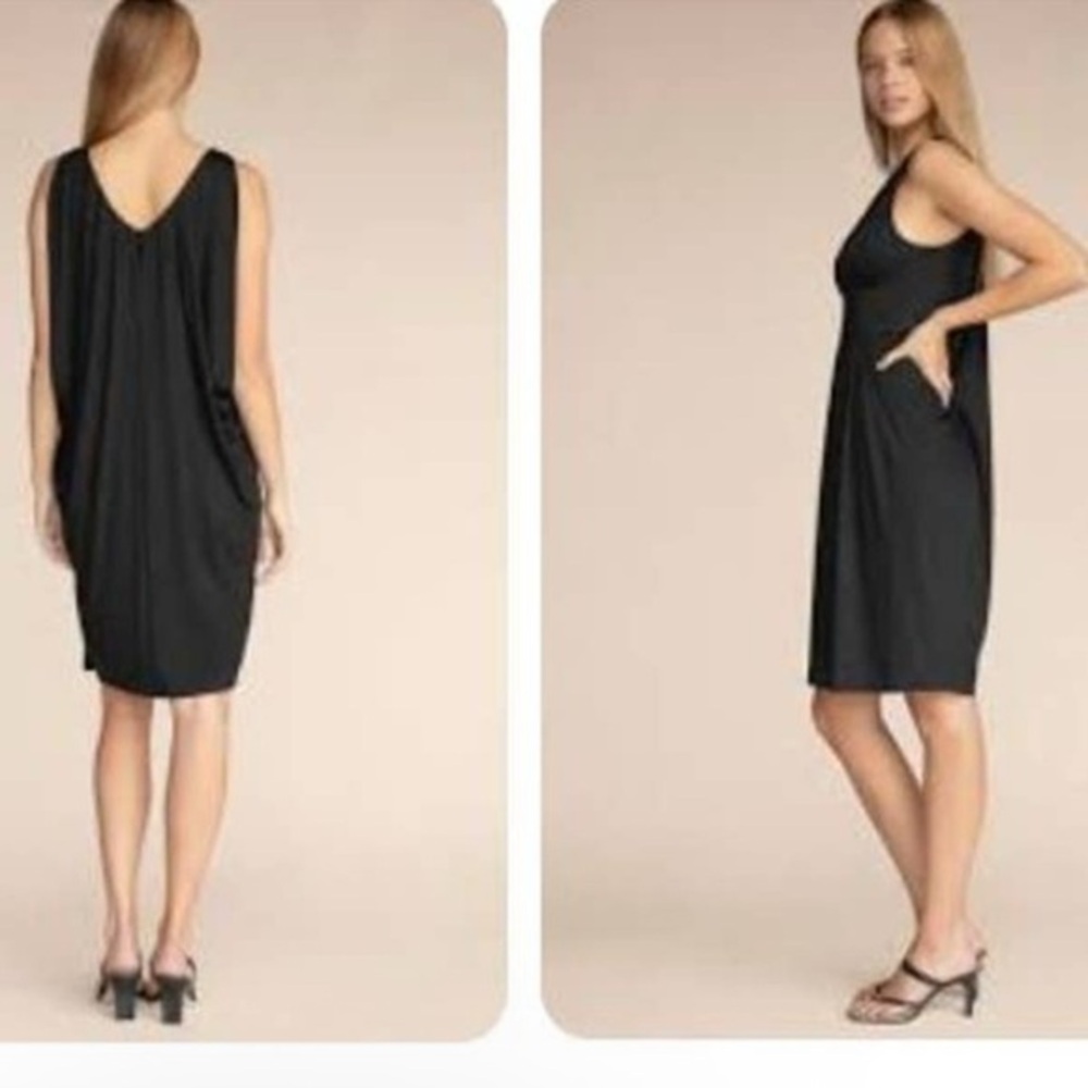 NWT Trina Turk Ocean Sheath Dress Draped Back Overlay Witchy Soot Goth Dress S